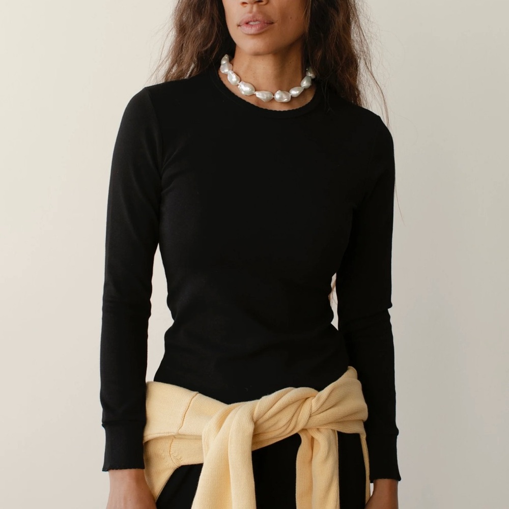 The Baby Rib Scallop Long Sleeve XS Jet